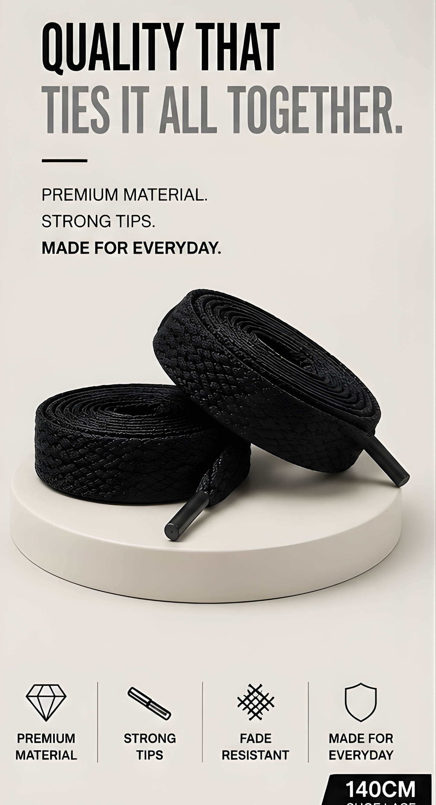 Premium Flat Shoelaces 140cm