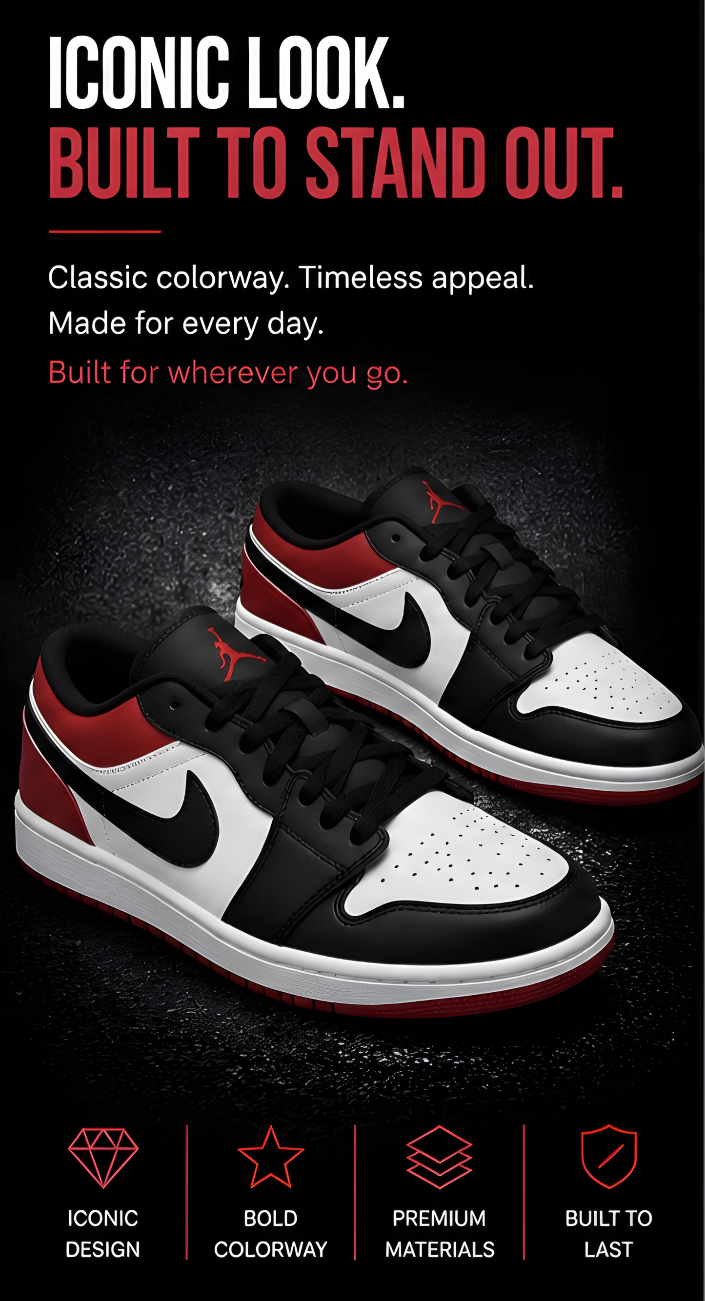 Air Jordan 1 Low Black Red
