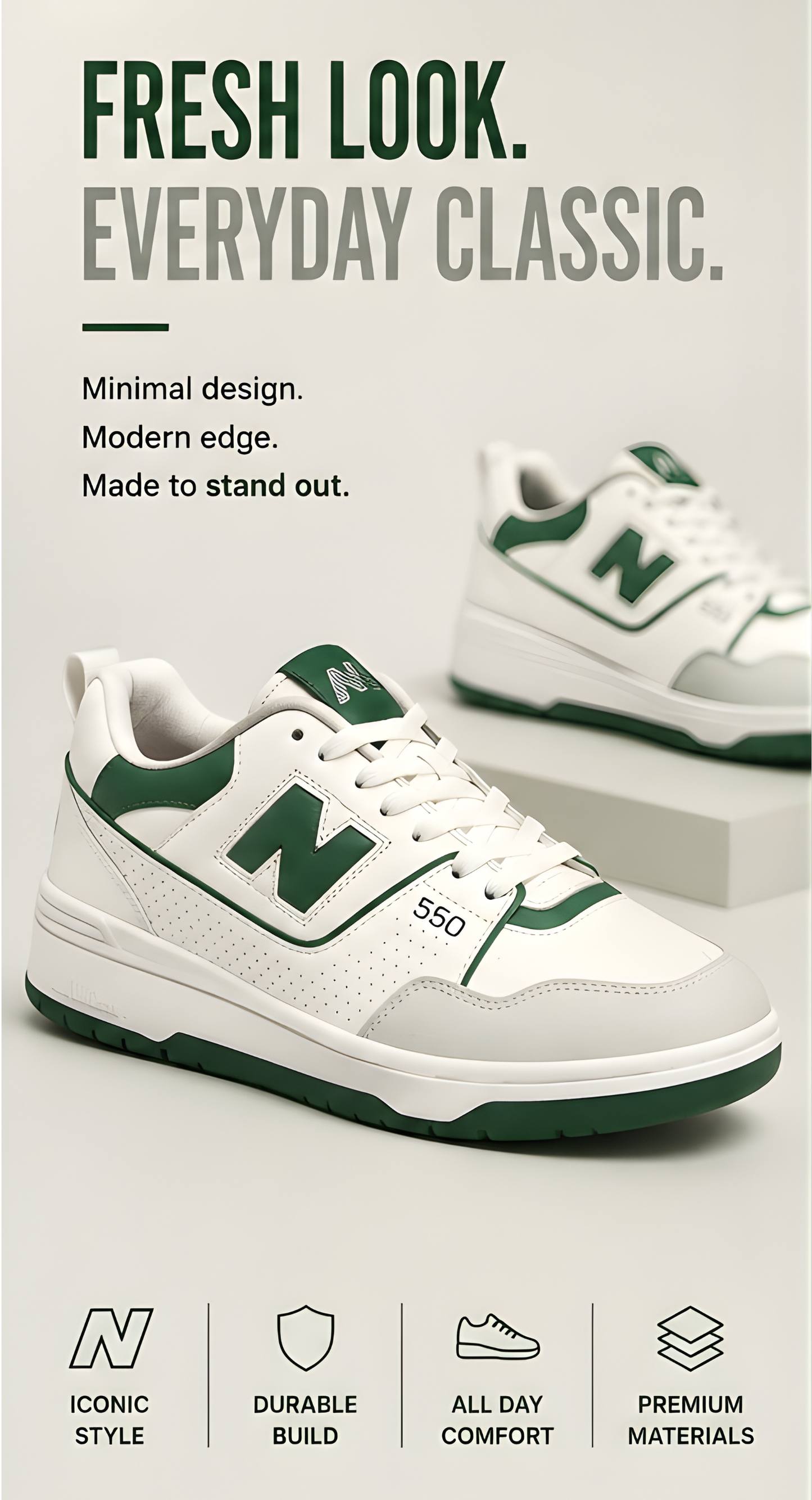 New Balance 550 Green/White