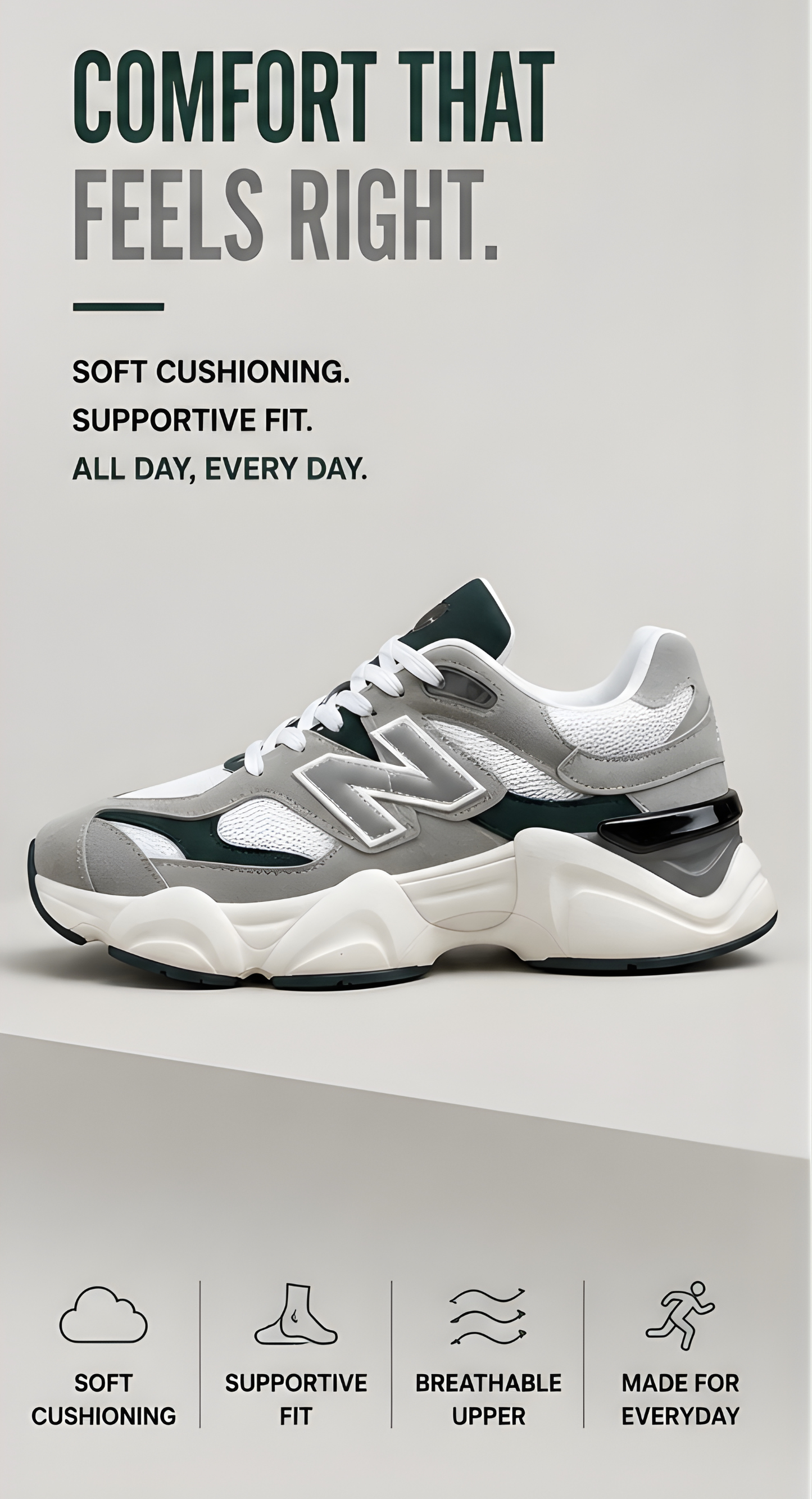 New Balance 9060 Grey/Green 2.0