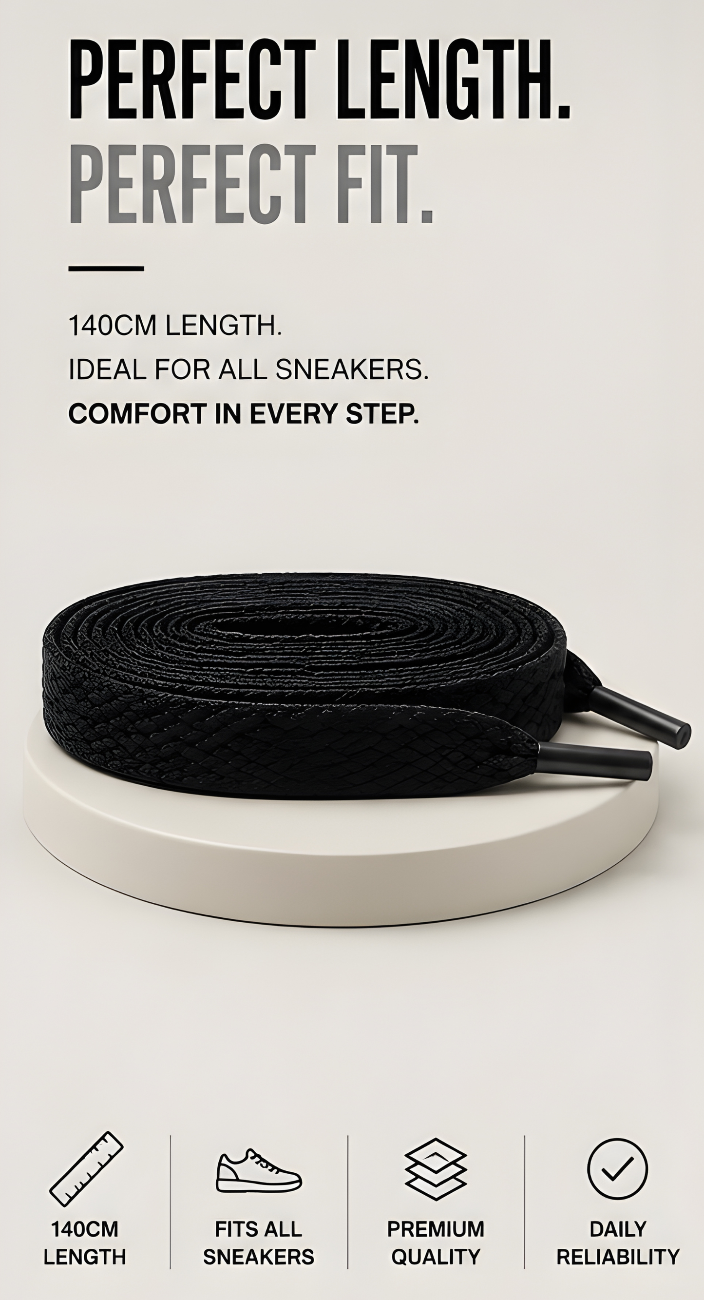 Premium Flat Shoelaces 140cm
