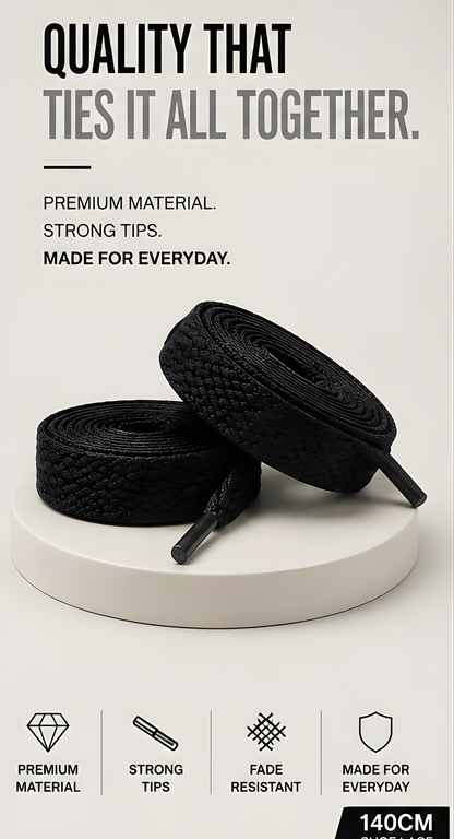 Premium Flat Shoelaces 140cm